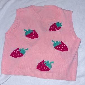 Pink strawberry sweater vest